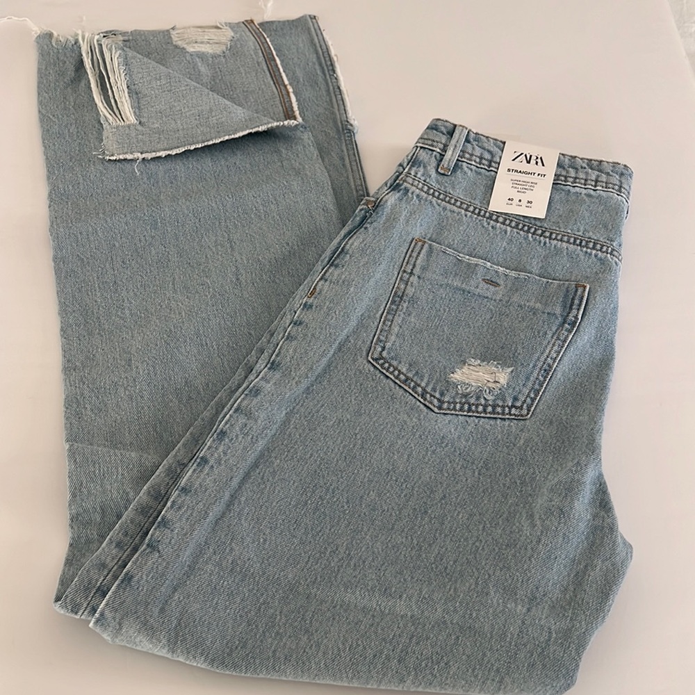 Zara straight fit Jean split hem